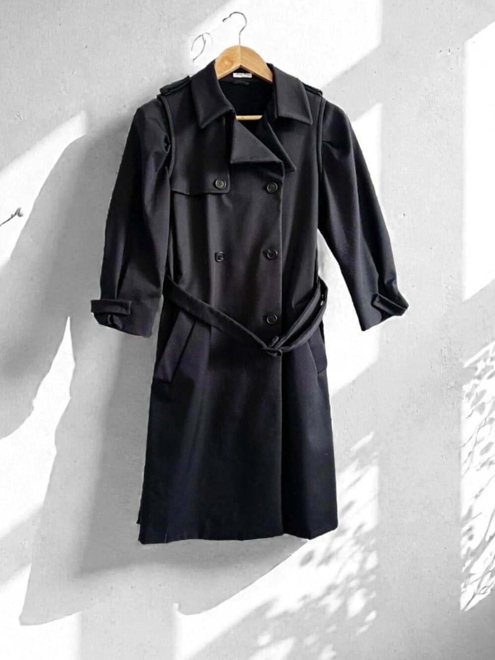 Miu Miu 2007 Archival Black Belted Trench Coat IT 42